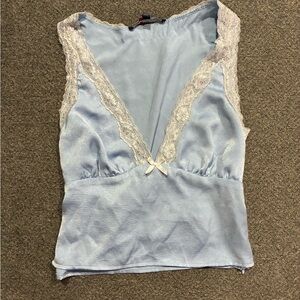 One Clothing Sky Blue Sleeveless Lace Trim Top Size XS